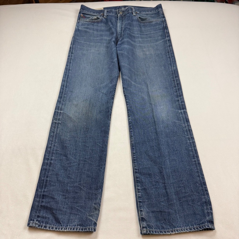 Polo Ralph Lauren 867 Classic Mens Straight Leg Jeans Blue Denim 34x32 Cotton